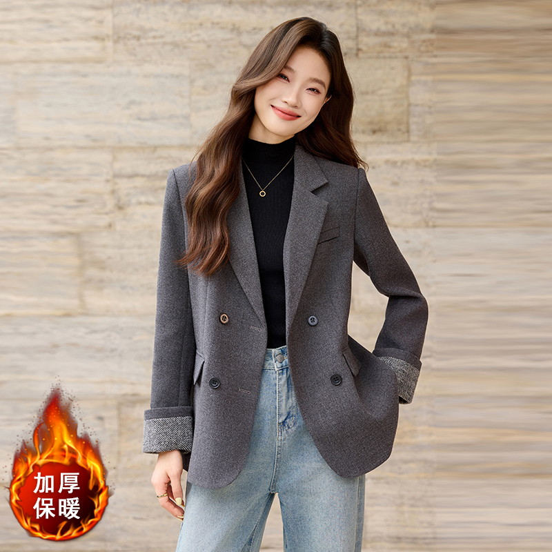 Cotton warm suit jacket for women in winter 2025, new casual versatile OL commuting versatile long sleeved professional suit Cotton warm suit jacket for women in winter 2025, new casual versatile OL commuting versatile long sleeved professional suit
