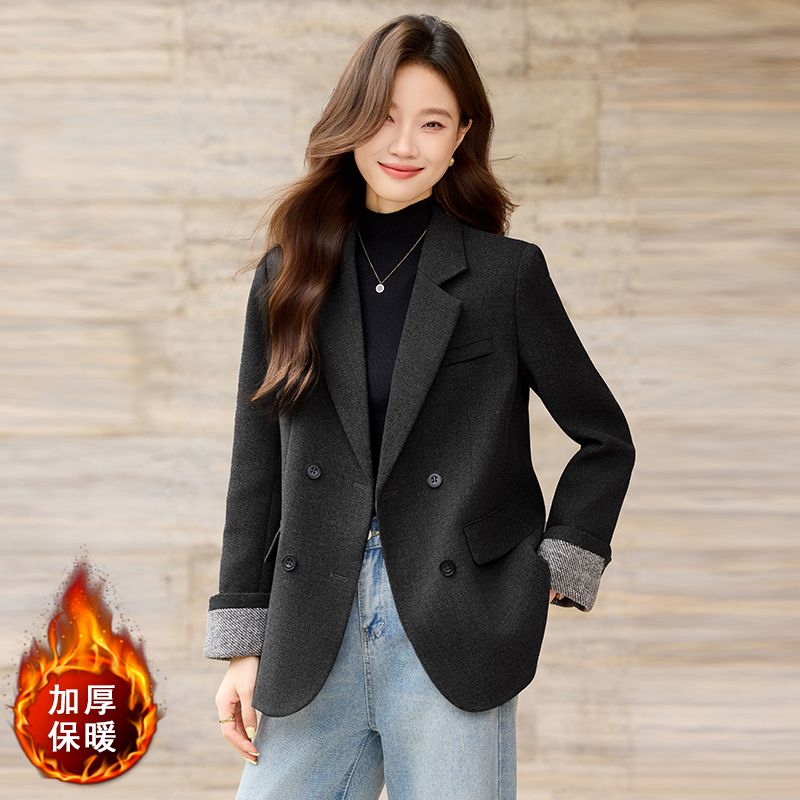 Cotton warm suit jacket for women in winter 2025, new casual versatile OL commuting versatile long sleeved professional suit Cotton warm suit jacket for women in winter 2025, new casual versatile OL commuting versatile long sleeved professional suit