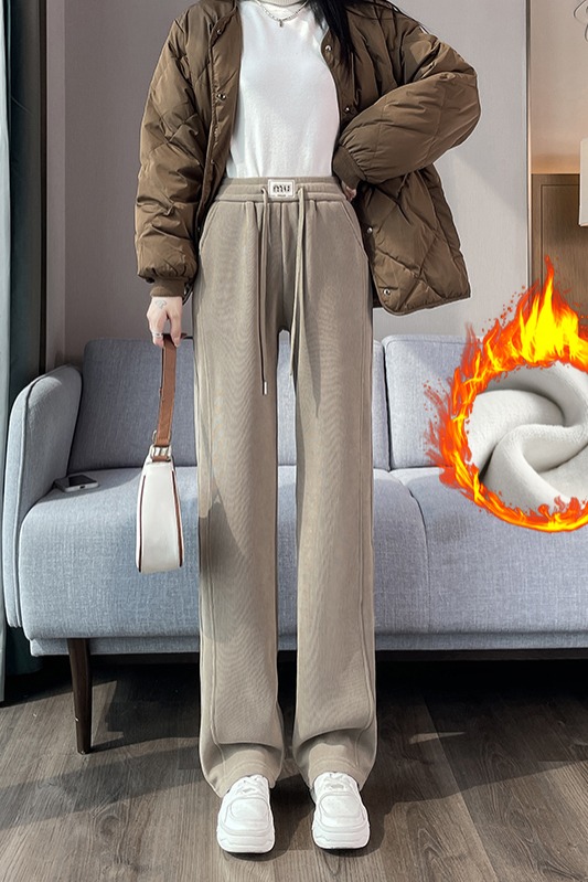 Velvet thickened elastic waistband pants for children's 2025 autumn and winter new style fashionable and simple temperament commuting versatile casual pants Velvet thickened elastic waistband pants for children's 2025 autumn and winter new style fashionable and simple temperament commuting versatile casual pants