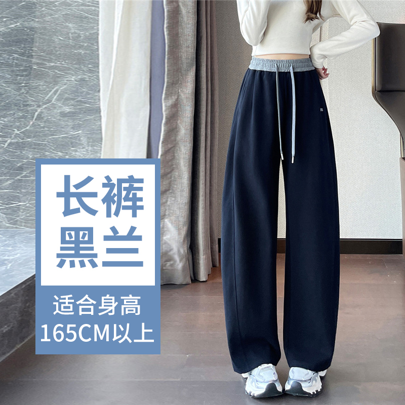 Women's winter new style of warm and elastic waisted sports pants with added velvet and thickening, simple and capable temperament, versatile wide leg pants for commuting Women's winter new style of warm and elastic waisted sports pants with added velvet and thickening, simple and capable temperament, versatile wide leg pants for commuting