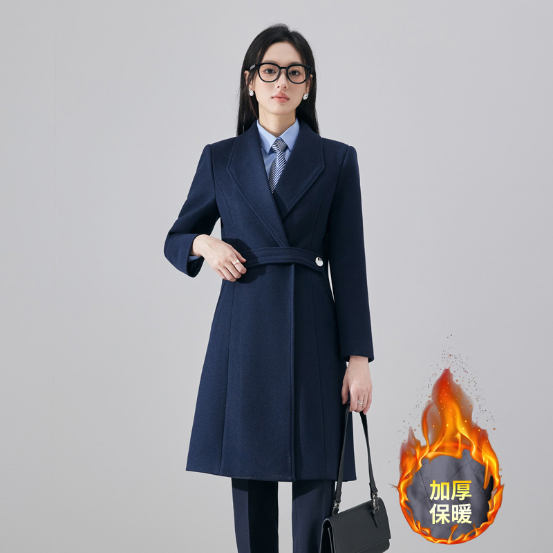 Waist slimming woolen coat for women in autumn and winter 2025, new simple and capable temperament, goddess style medium long coat Waist slimming woolen coat for women in autumn and winter 2025, new simple and capable temperament, goddess style medium long coat