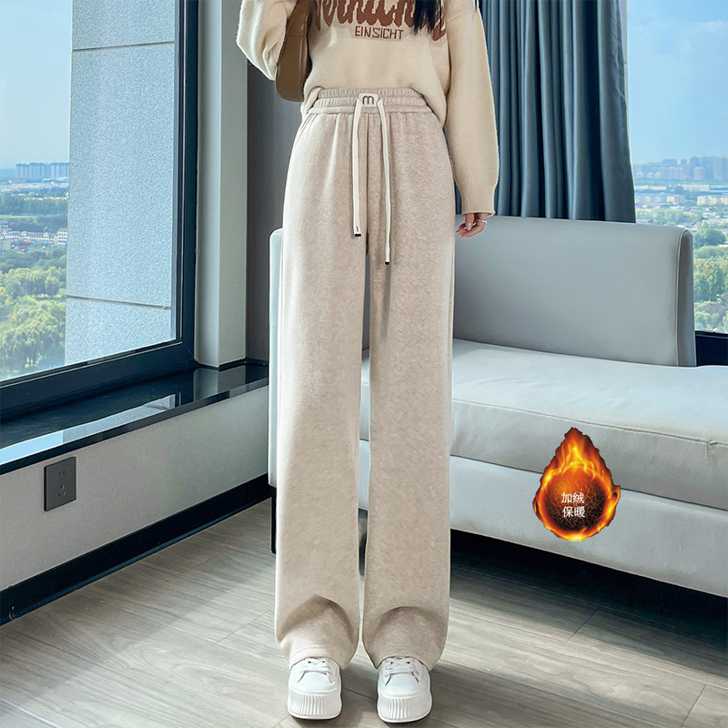 2025 Velvet Thickened Warm Sports and Leisure Pants for Women's Winter Fashion, Simplicity, and Versatile Wide Leg Commuters 2025 Velvet Thickened Warm Sports and Leisure Pants for Women's Winter Fashion, Simplicity, and Versatile Wide Leg Commuters