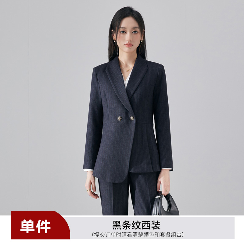 Minimalist temperament striped suit jacket for women in autumn, slim fit and slimming for commuting, formal attire, professional work clothes, suit set Minimalist temperament striped suit jacket for women in autumn, slim fit and slimming for commuting, formal attire, professional work clothes, suit set