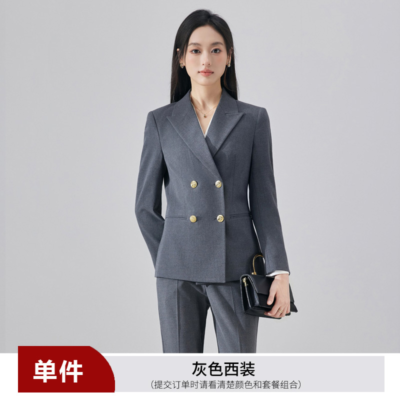 High end professional women's double breasted suit set for autumn and winter 2025, simple and capable temperament, goddess style commuting suit High end professional women's double breasted suit set for autumn and winter 2025, simple and capable temperament, goddess style commuting suit