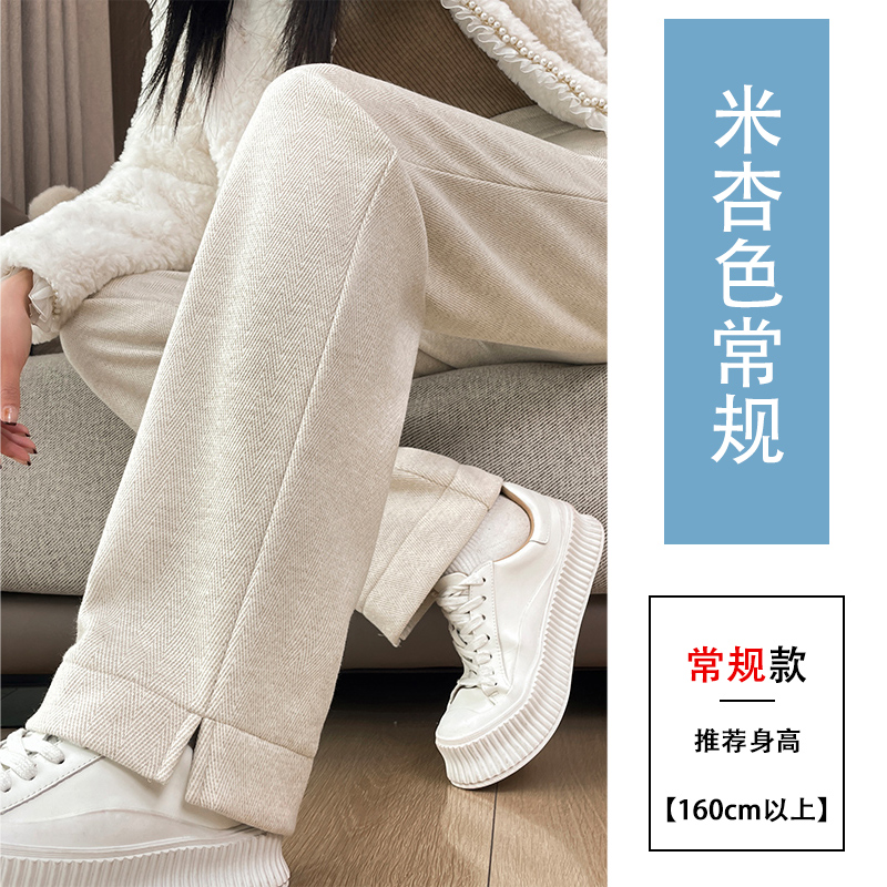 2025 women's autumn and winter with plush and thick elastic pants, simple and capable temperament, casual and versatile, warm and casual pants 2025 women's autumn and winter with plush and thick elastic pants, simple and capable temperament, casual and versatile, warm and casual pants