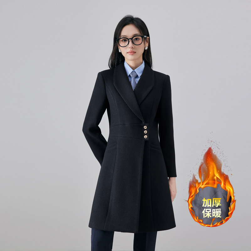 Thickened and warm medium to long woolen coat for women in autumn and winter of 2025, with a simple and capable temperament, suitable for commuting and work Thickened and warm medium to long woolen coat for women in autumn and winter of 2025, with a simple and capable temperament, suitable for commuting and work