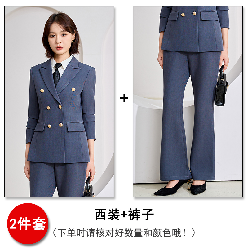 Commuting formal suit in navy blue, women's 2025 autumn new style slim fit and high-end double breasted suit Commuting formal suit in navy blue, women's 2025 autumn new style slim fit and high-end double breasted suit