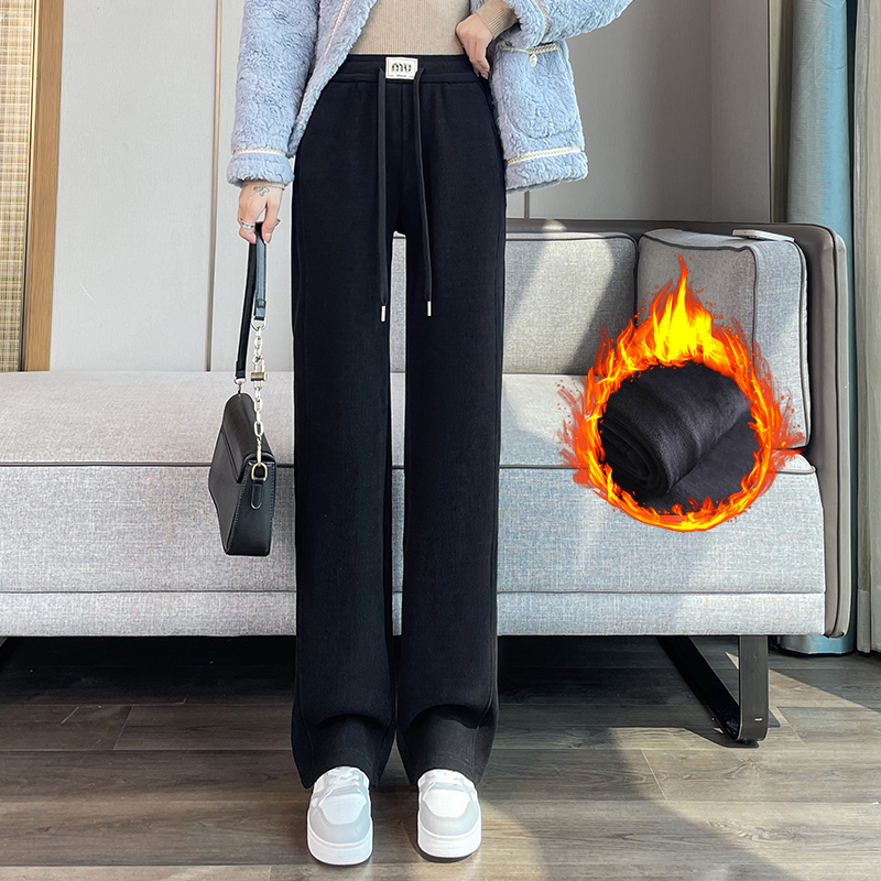 Velvet thickened elastic waistband pants for children's 2025 autumn and winter new style fashionable and simple temperament commuting versatile casual pants Velvet thickened elastic waistband pants for children's 2025 autumn and winter new style fashionable and simple temperament commuting versatile casual pants