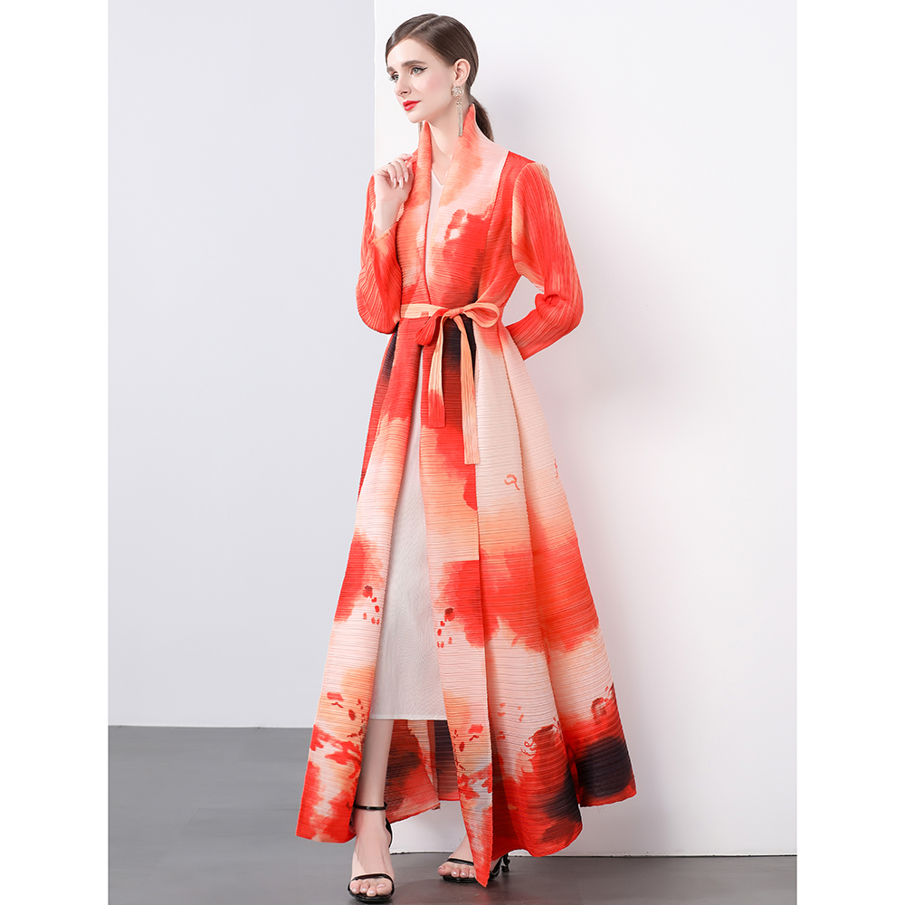 Factory direct sales of Miyake pleated loose plus size printed dress jacket