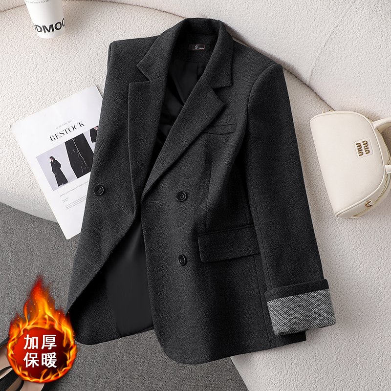 Cotton warm suit jacket for women in winter 2025, new casual versatile OL commuting versatile long sleeved professional suit Cotton warm suit jacket for women in winter 2025, new casual versatile OL commuting versatile long sleeved professional suit