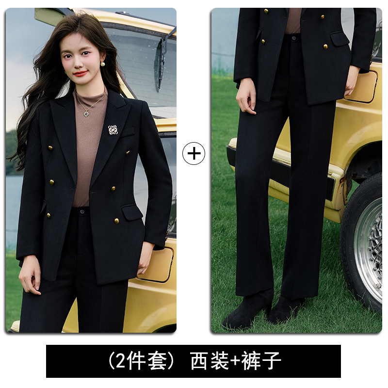 2025 simple and efficient double breasted suit set for women's autumn new style, with a stylish and high-end professional small suit design 2025 simple and efficient double breasted suit set for women's autumn new style, with a stylish and high-end professional small suit design