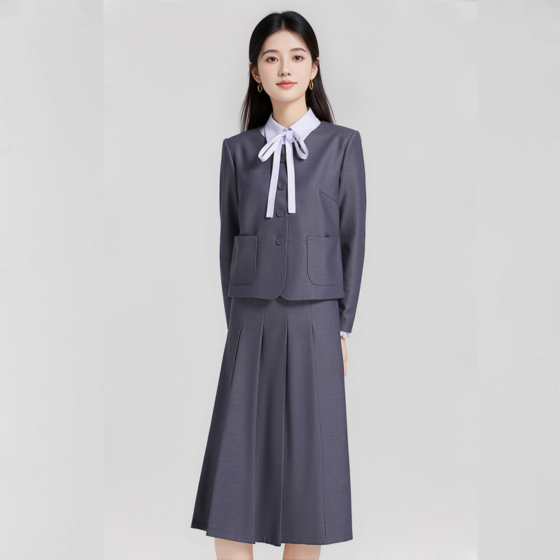 Temperament round neck gray suit for women, autumn new style, simple and capable, goddess style commuting formal wear, long sleeved suit Temperament round neck gray suit for women, autumn new style, simple and capable, goddess style commuting formal wear, long sleeved suit