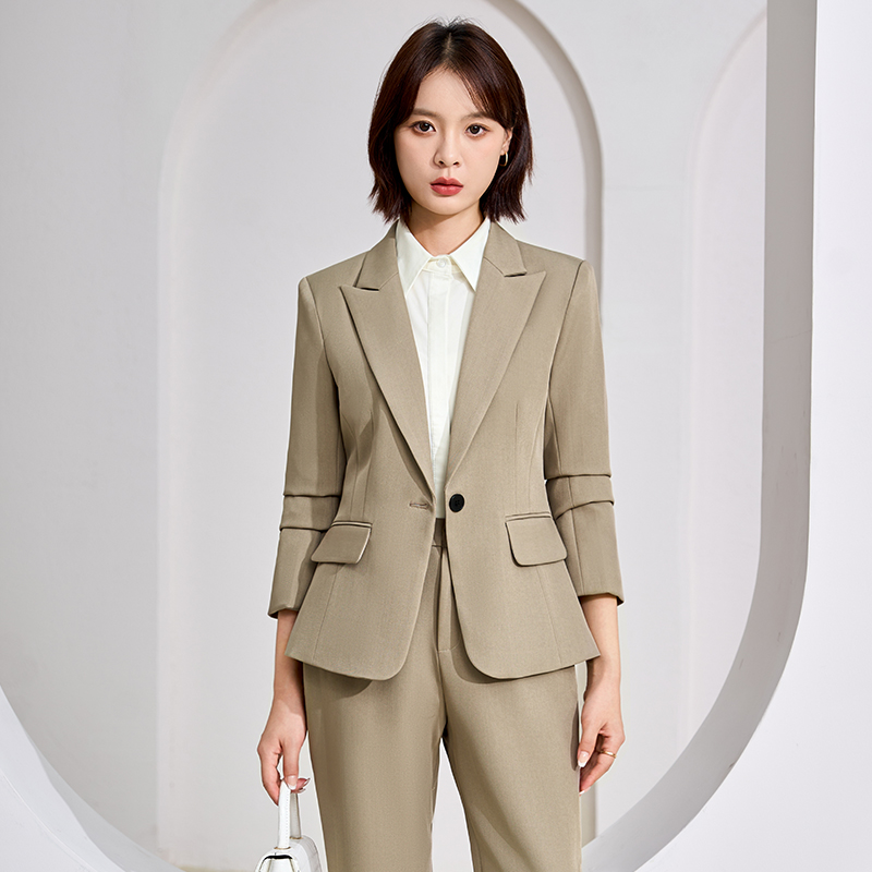 Minimalist and efficient professional suit set for women's autumn wear, new slim fit and slimming one button commuting formal suit
