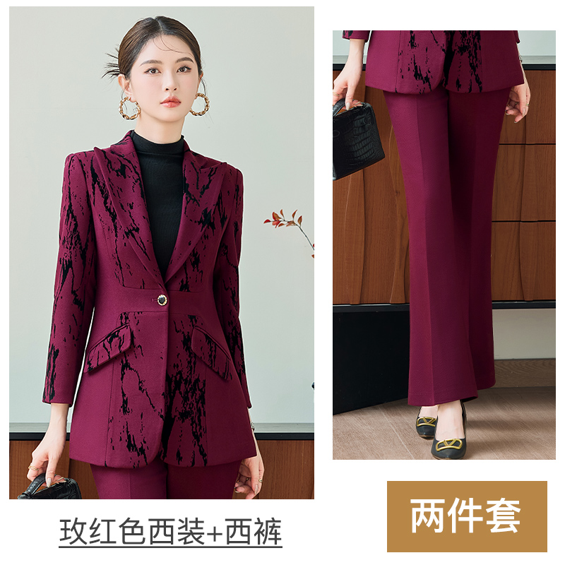 Chinese style printed suit set for women 2025 early autumn new slim fit one button commuting formal work clothes Chinese style printed suit set for women 2025 early autumn new slim fit one button commuting formal work clothes