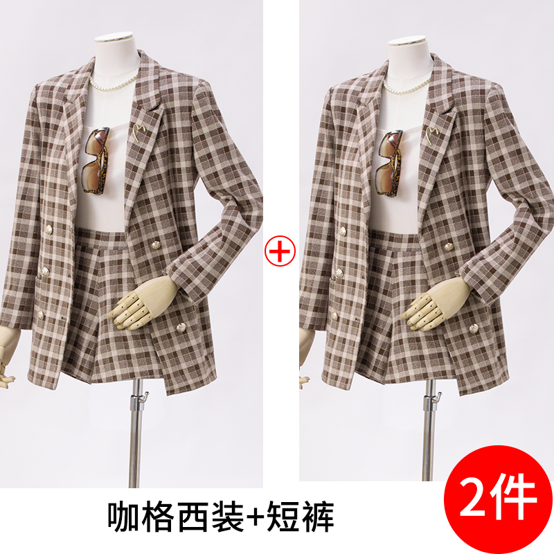 Commuting retro temperament plaid suit for women 2025 early autumn new design sense niche fashion long sleeved suit Commuting retro temperament plaid suit for women 2025 early autumn new design sense niche fashion long sleeved suit
