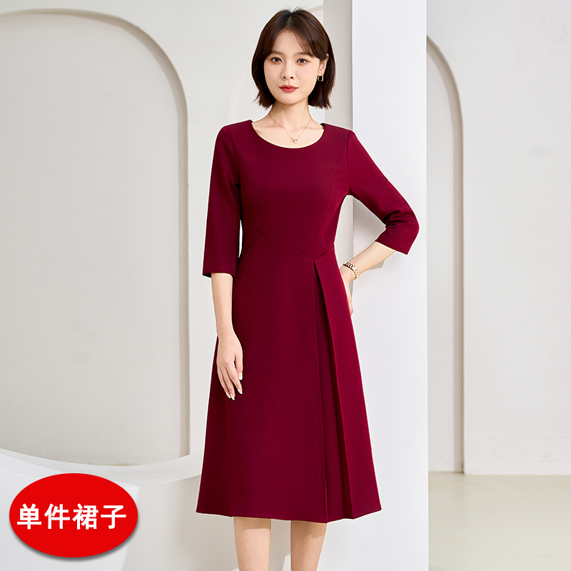 Temperament round neck A-line dress for women 2025 autumn harvest, waist slimming, temperament goddess style commuting versatile mid sleeved dress Temperament round neck A-line dress for women 2025 autumn harvest, waist slimming, temperament goddess style commuting versatile mid sleeved dress