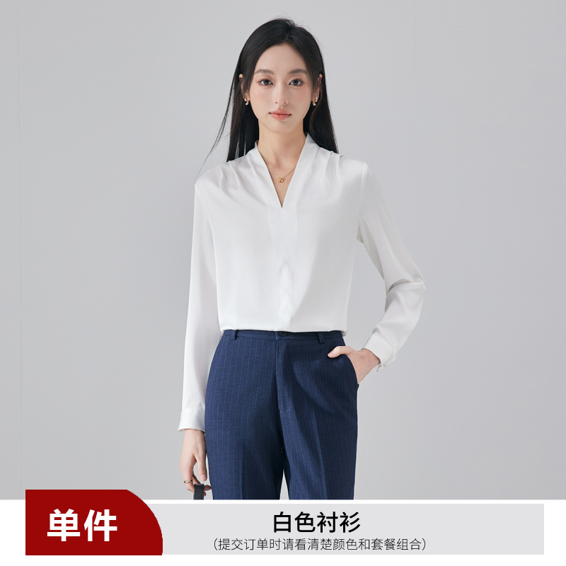High end temperament V-neck shirt, women's 2025 early autumn new fashion, simple and casual versatile shirt set High end temperament V-neck shirt, women's 2025 early autumn new fashion, simple and casual versatile shirt set