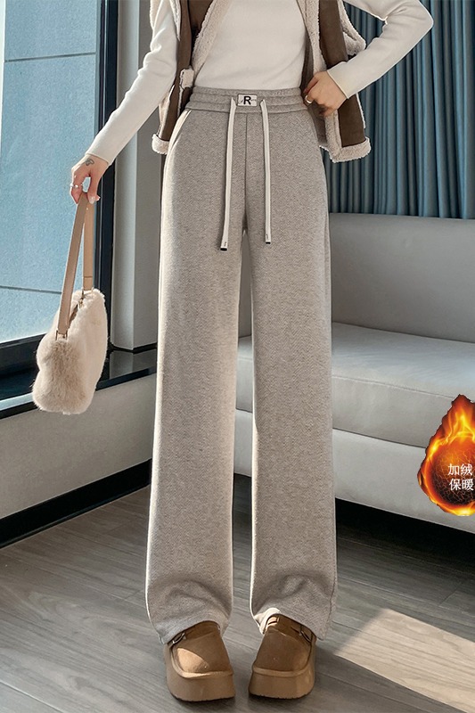 Thick and warm lamb wool narrow version wide leg pants for women in autumn and winter, fashionable and simple temperament, versatile commuting sports and leisure pants Thick and warm lamb wool narrow version wide leg pants for women in autumn and winter, fashionable and simple temperament, versatile commuting sports and leisure pants