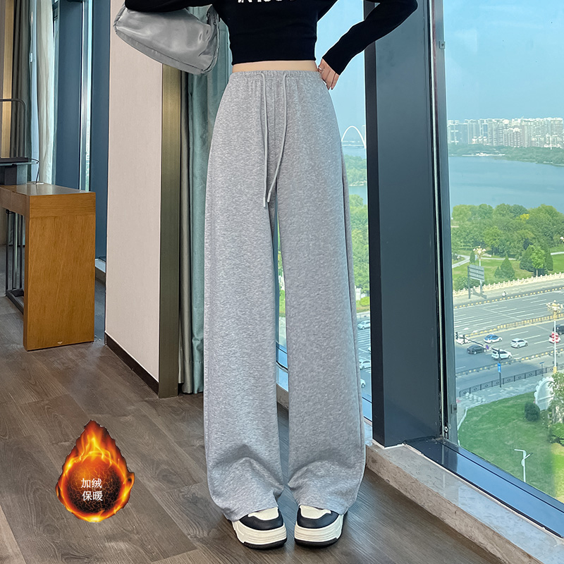 Velvet thickened warm sports pants for women in autumn and winter 2025, fashionable and simple temperament, elastic waisted commuting casual pants Velvet thickened warm sports pants for women in autumn and winter 2025, fashionable and simple temperament, elastic waisted commuting casual pants
