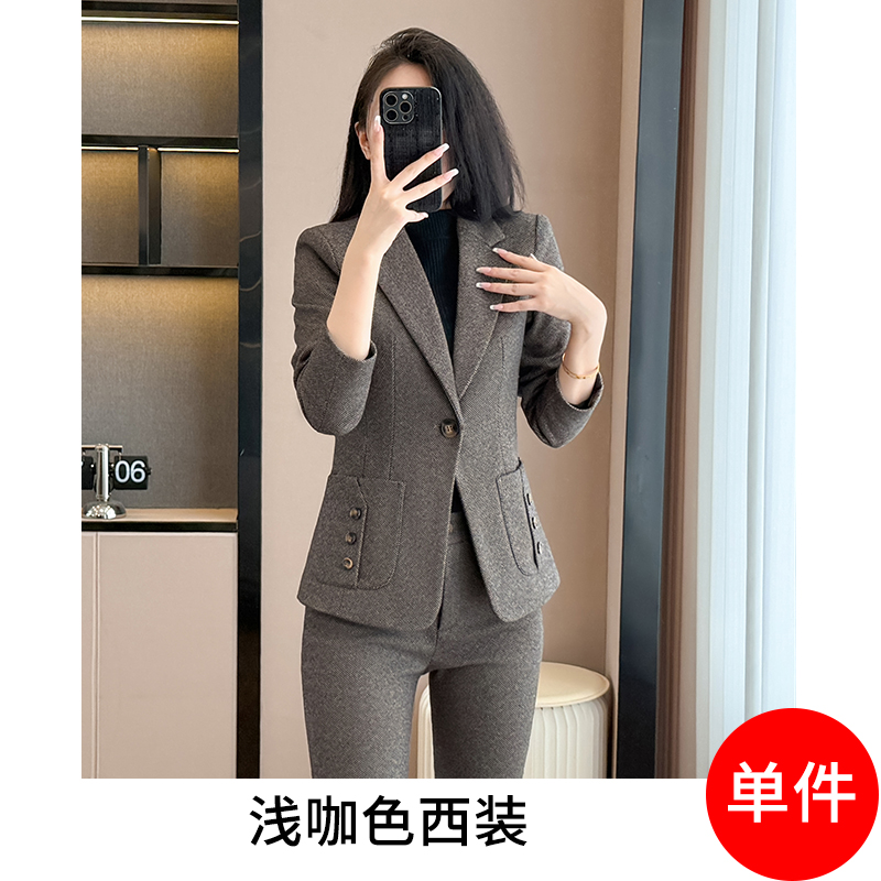 Woolen suit set for women in autumn and winter of 2025, new style, simple and capable, slim fit and slimming temperament, commuting long sleeved suit Woolen suit set for women in autumn and winter of 2025, new style, simple and capable, slim fit and slimming temperament, commuting long sleeved suit
