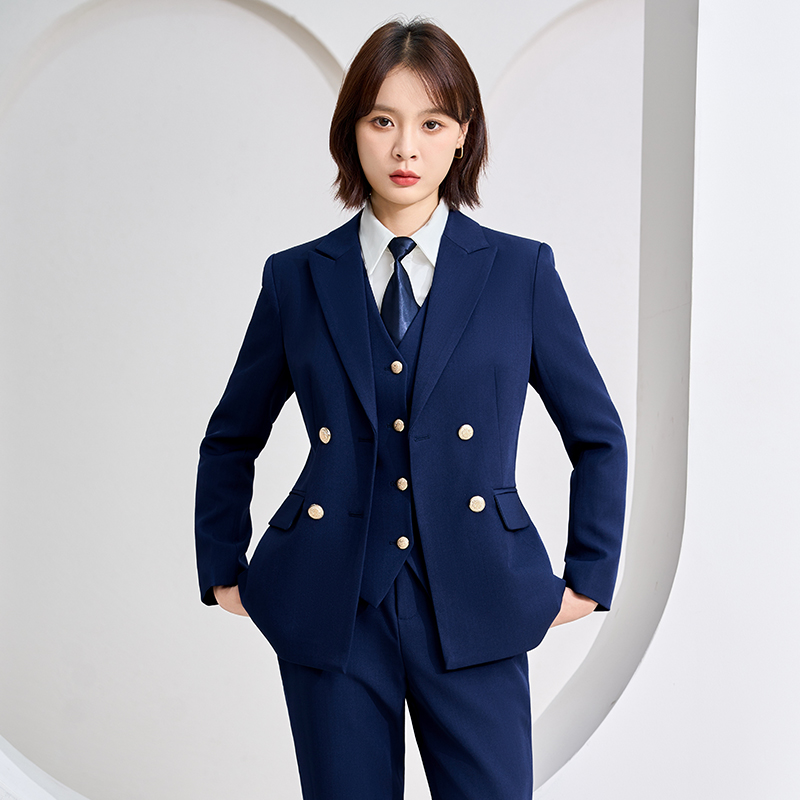 Autumn new high-end double breasted suit set for women, 2025 simple and capable temperament, female CEO professional suit