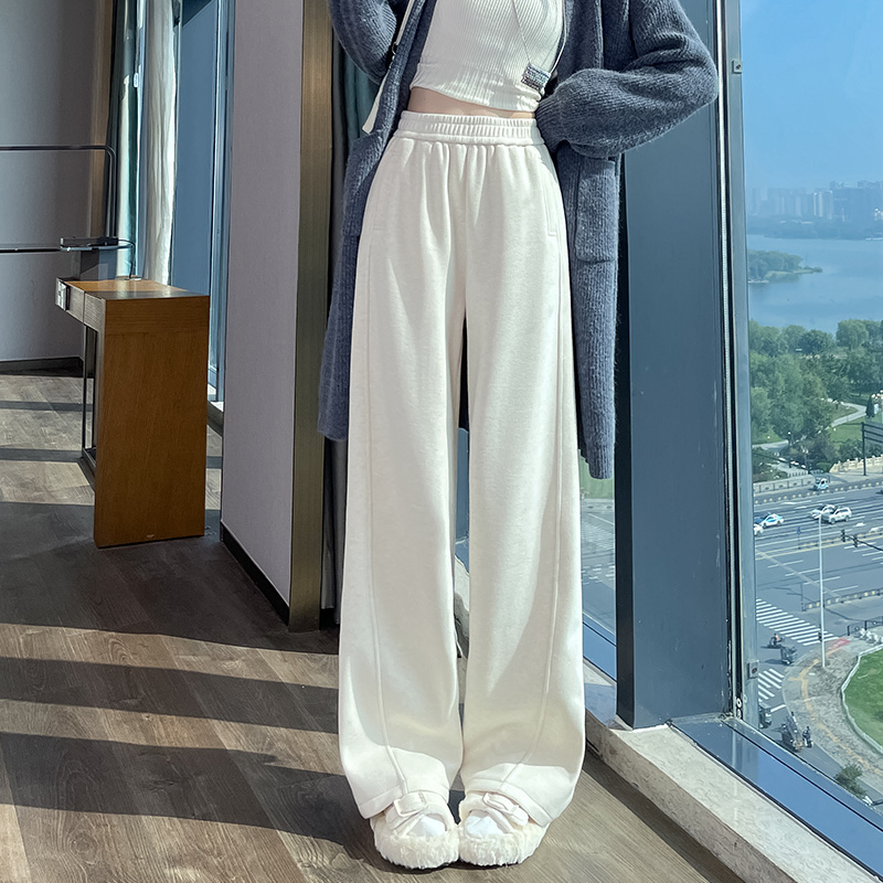 Wool wide leg pants for women in autumn and winter of 2025, fashionable and simple temperament, versatile for commuting, and thick woolen warm casual pants Wool wide leg pants for women in autumn and winter of 2025, fashionable and simple temperament, versatile for commuting, and thick woolen warm casual pants