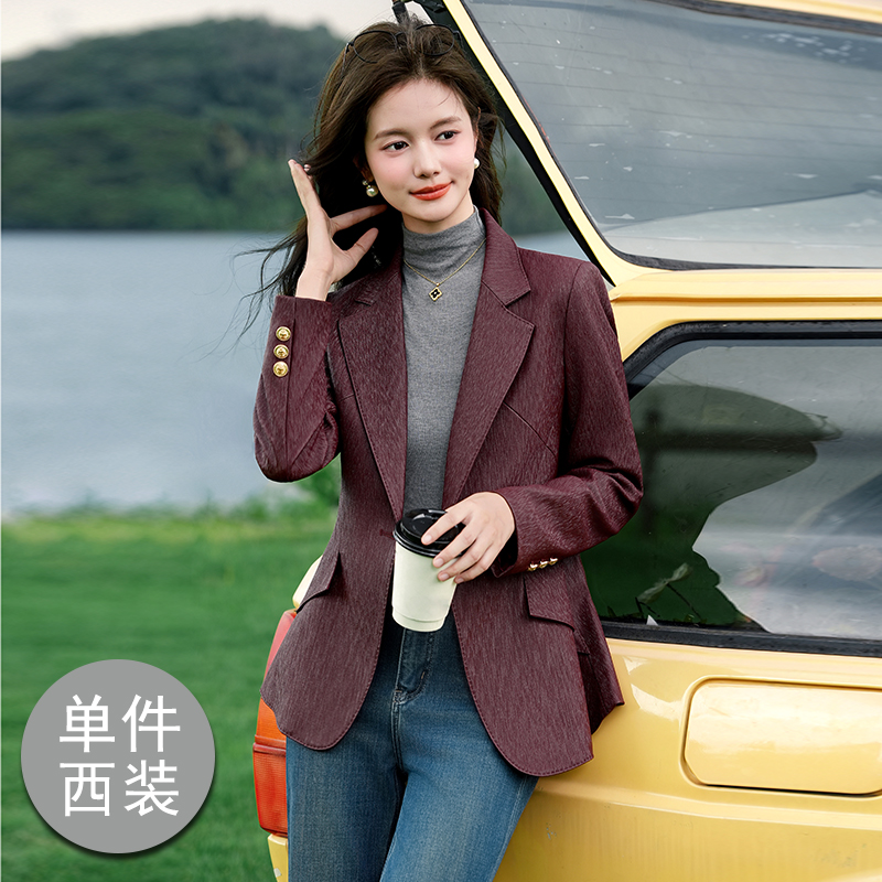 2025 simple and versatile suit jacket for women's autumn wear, new design sense, niche temperament, commuting professional long sleeved suit 2025 simple and versatile suit jacket for women's autumn wear, new design sense, niche temperament, commuting professional long sleeved suit
