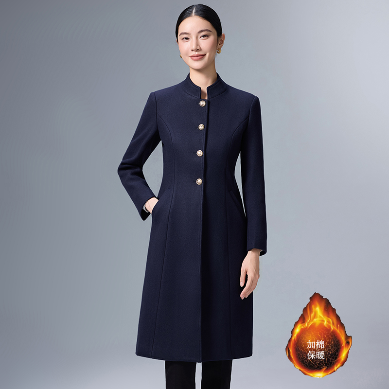 Cotton thickened warm woolen coat for women in winter 2025, simple and capable temperament, goddess style medium long jacket Cotton thickened warm woolen coat for women in winter 2025, simple and capable temperament, goddess style medium long jacket