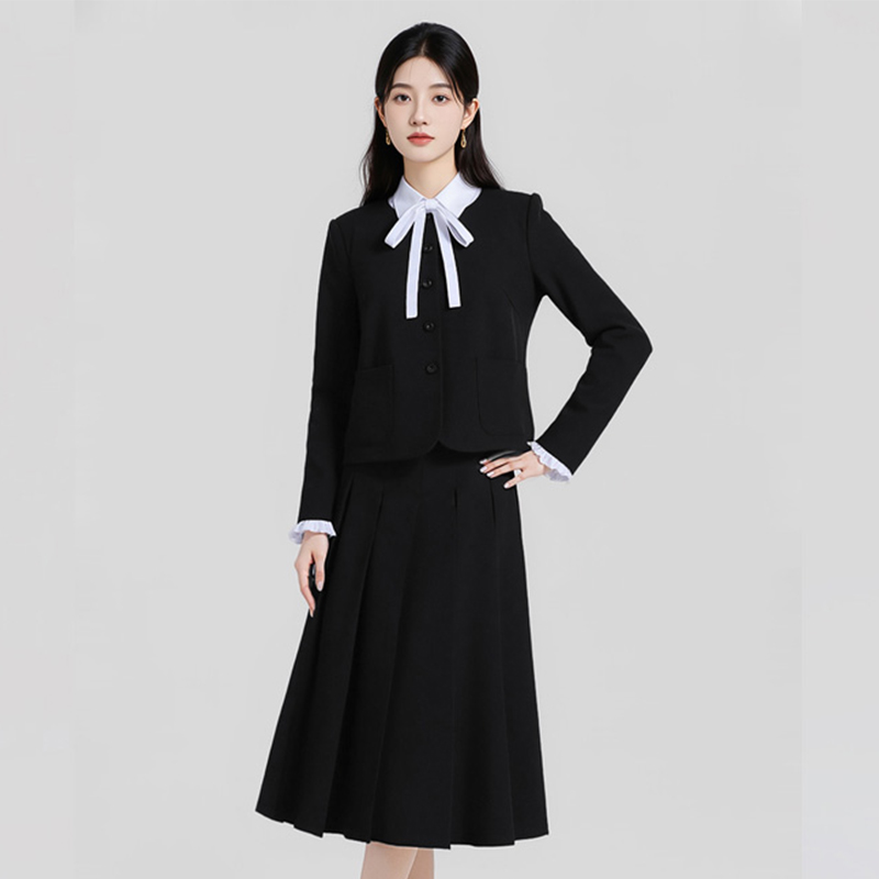Temperament round neck gray suit for women, autumn new style, simple and capable, goddess style commuting formal wear, long sleeved suit Temperament round neck gray suit for women, autumn new style, simple and capable, goddess style commuting formal wear, long sleeved suit