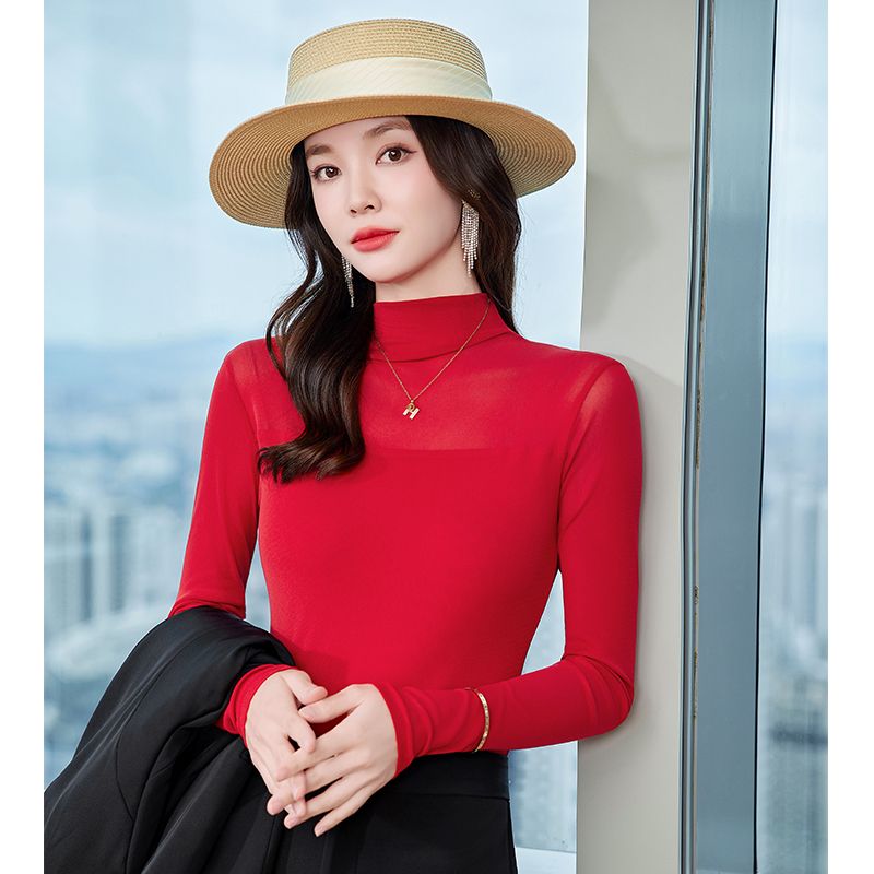 Slimming and slimming inner layer bottom shirt for women in the autumn of 2025, new design with a niche temperament, casual high neck top Slimming and slimming inner layer bottom shirt for women in the autumn of 2025, new design with a niche temperament, casual high neck top
