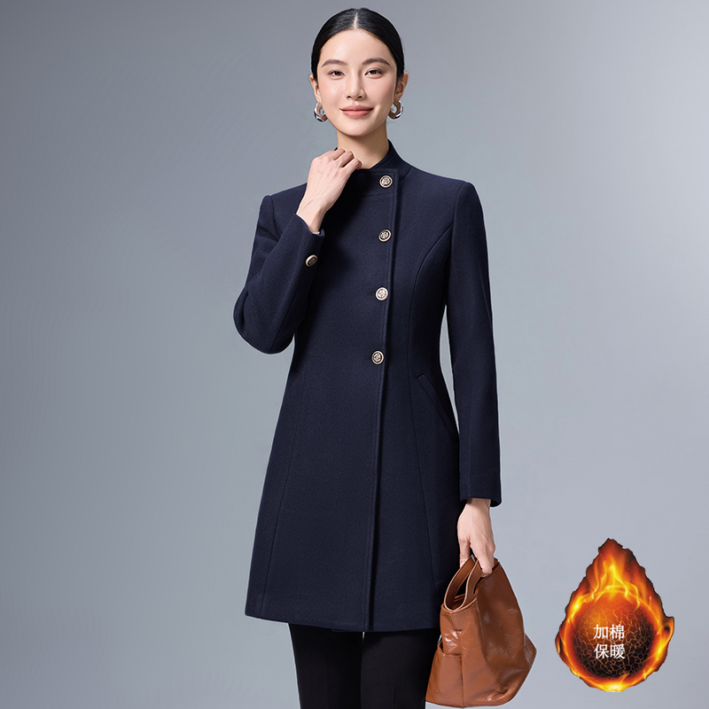 Cotton thickened woolen coat for women's winter clothing, new simple and capable style, slim fit and slimming professional work clothes jacket Cotton thickened woolen coat for women's winter clothing, new simple and capable style, slim fit and slimming professional work clothes jacket