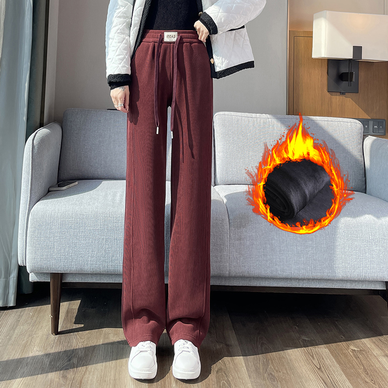 Velvet thickened elastic waistband pants for children's 2025 autumn and winter new style fashionable and simple temperament commuting versatile casual pants Velvet thickened elastic waistband pants for children's 2025 autumn and winter new style fashionable and simple temperament commuting versatile casual pants