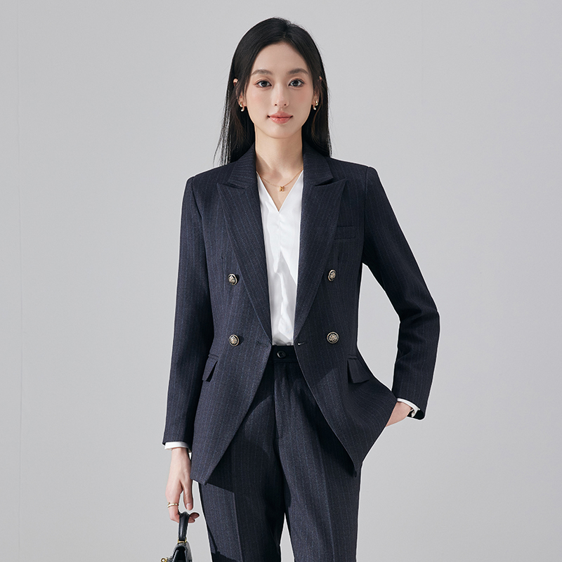 Commuting formal suit striped suit for women 2025 autumn and winter, slim fit temperament goddess style professional work suit Commuting formal suit striped suit for women 2025 autumn and winter, slim fit temperament goddess style professional work suit