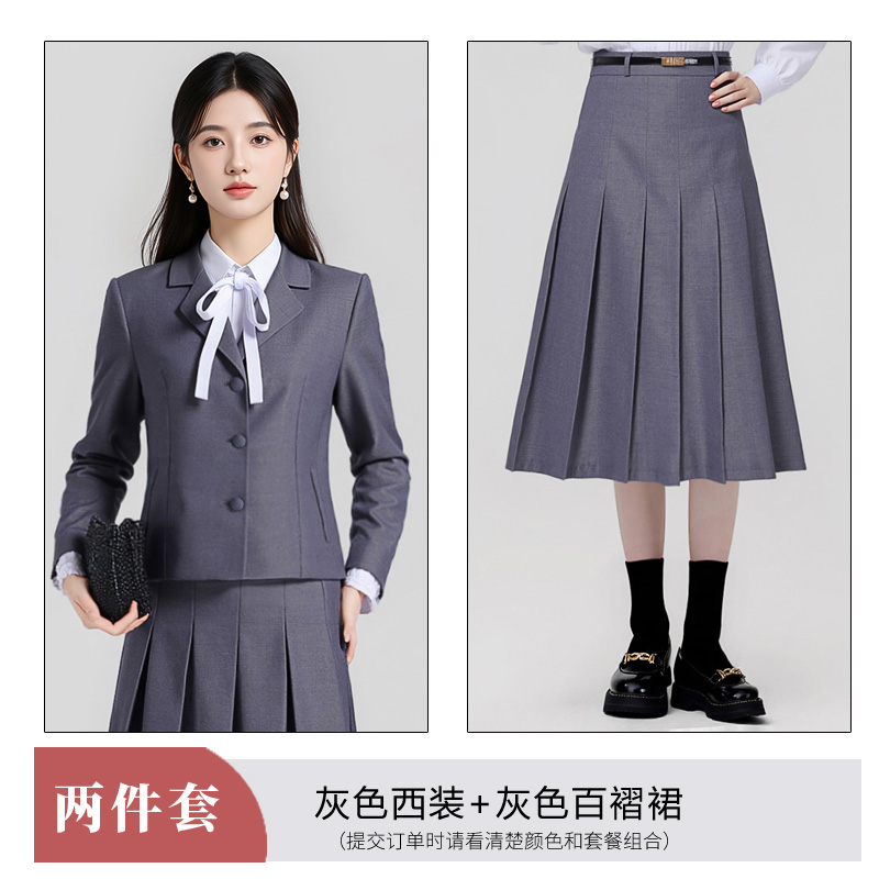 Minimalist temperament, grey suit, half skirt set, women's autumn 2025 design sense, niche, versatile, long sleeved, niche Minimalist temperament, grey suit, half skirt set, women's autumn 2025 design sense, niche, versatile, long sleeved, niche