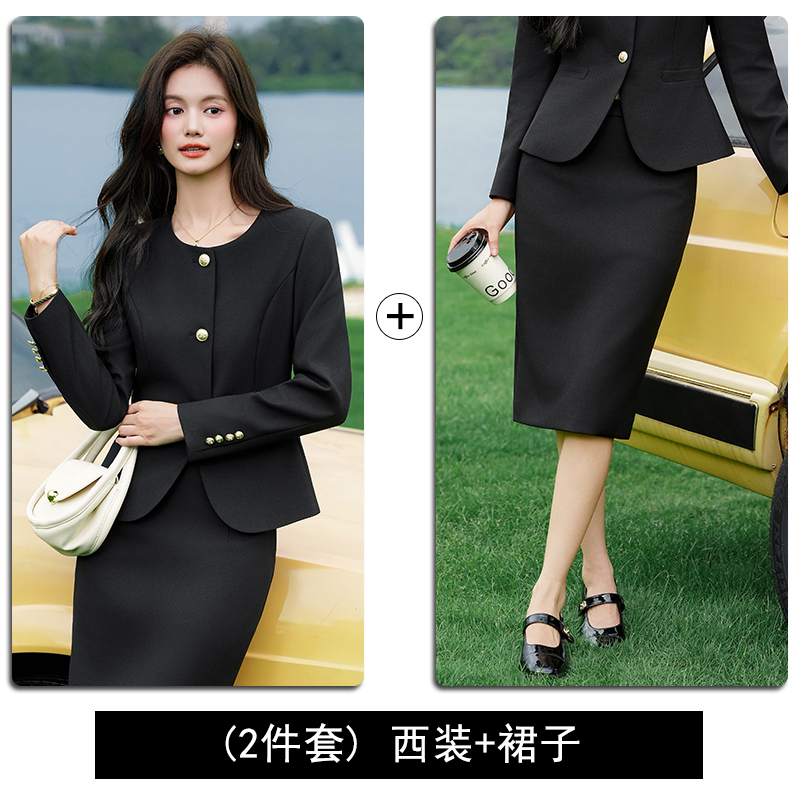 Ladies' temperament, black short jacket, women's 2025 early autumn new fashionable and simple OL casual small fragrant style suit set Ladies' temperament, black short jacket, women's 2025 early autumn new fashionable and simple OL casual small fragrant style suit set
