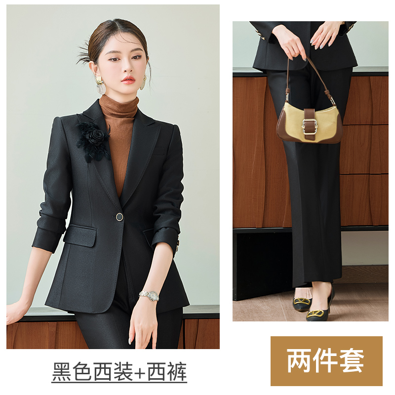 Design sense, temperament, long sleeved suit jacket, women's autumn slimming and high-end professional formal suit two-piece set Design sense, temperament, long sleeved suit jacket, women's autumn slimming and high-end professional formal suit two-piece set