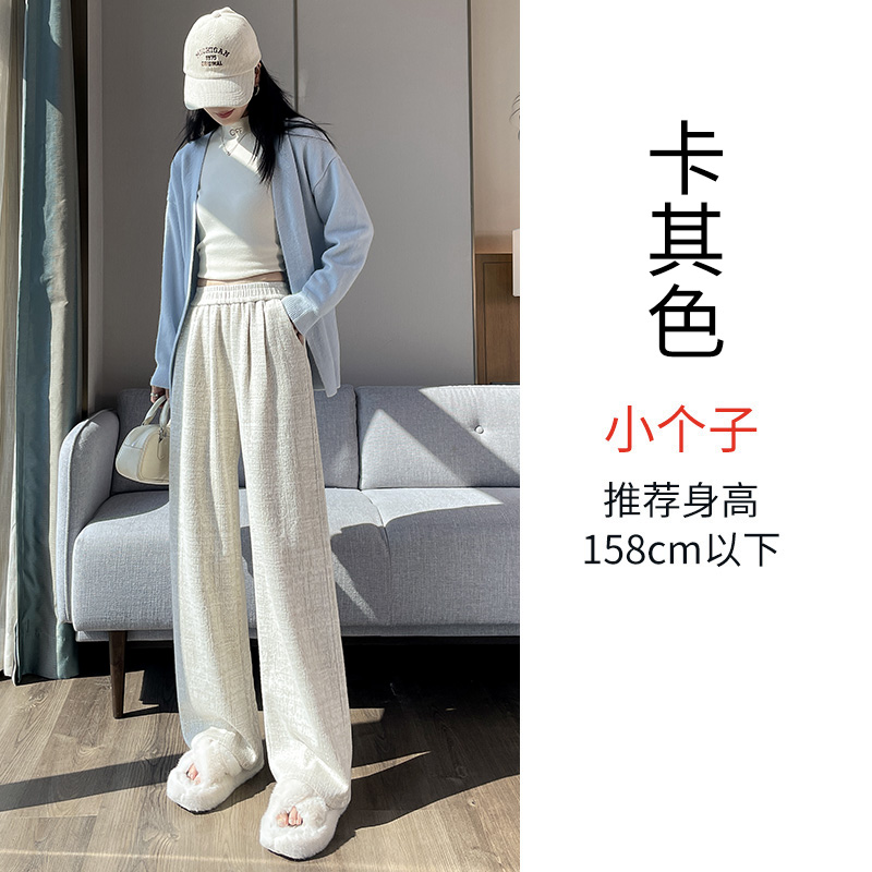 2025 Velvet Thickened Warm Wide Leg Pants for Women in Autumn and Winter, Fashionable, Simple, Elegant, Casual, Versatile, Commuting, Elastic Pants 2025 Velvet Thickened Warm Wide Leg Pants for Women in Autumn and Winter, Fashionable, Simple, Elegant, Casual, Versatile, Commuting, Elastic Pants