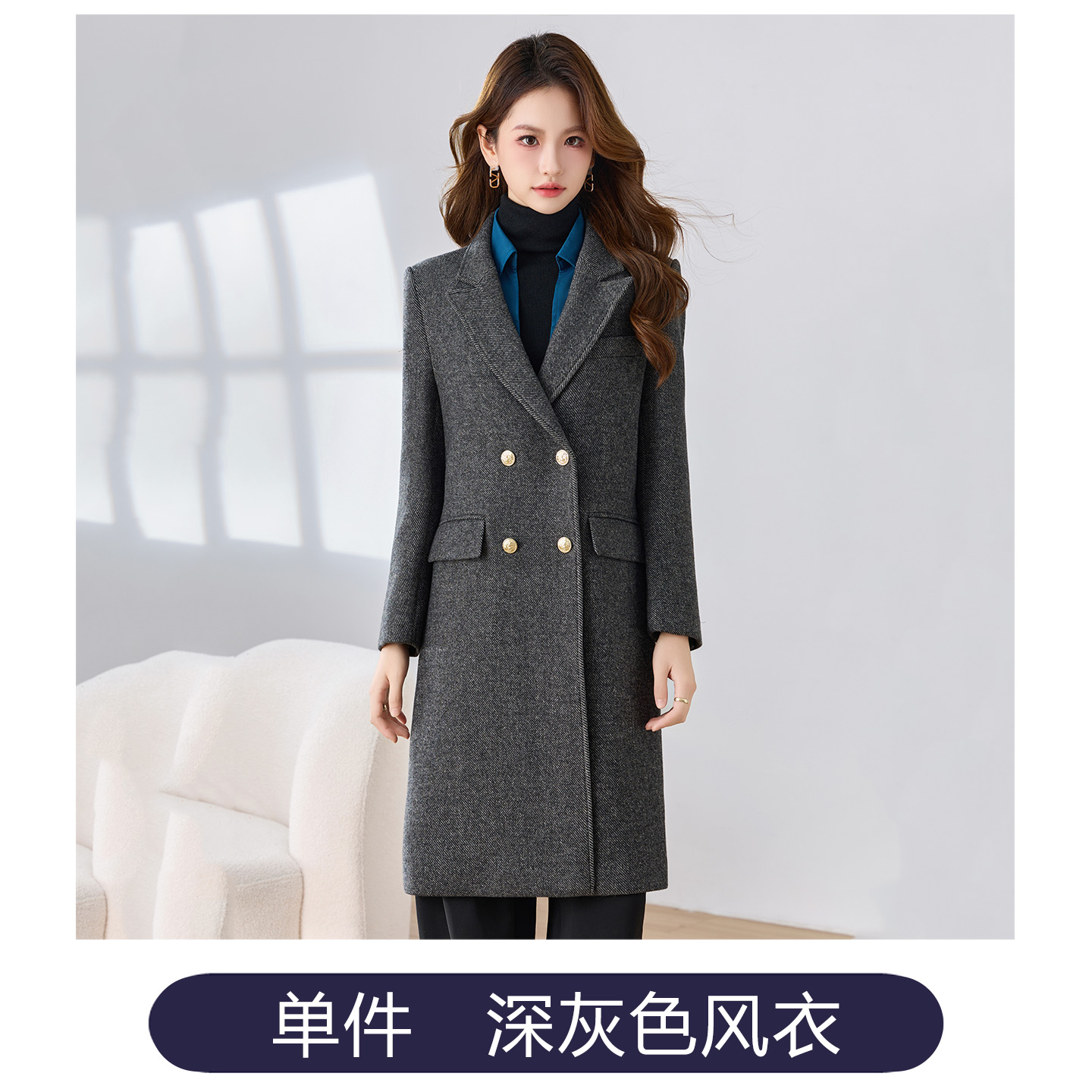 Woolen woolen coat for women in autumn and winter of 2025, new fashionable and simple style, design sense, niche mid length jacket Woolen woolen coat for women in autumn and winter of 2025, new fashionable and simple style, design sense, niche mid length jacket