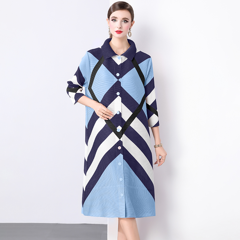 Miyake Spring and Autumn Korean version loose plus size medium long pleated shirt skirt, female design sense, niche casual shirt jacket Miyake Spring and Autumn Korean version loose plus size medium long pleated shirt skirt, female design sense, niche casual shirt jacket