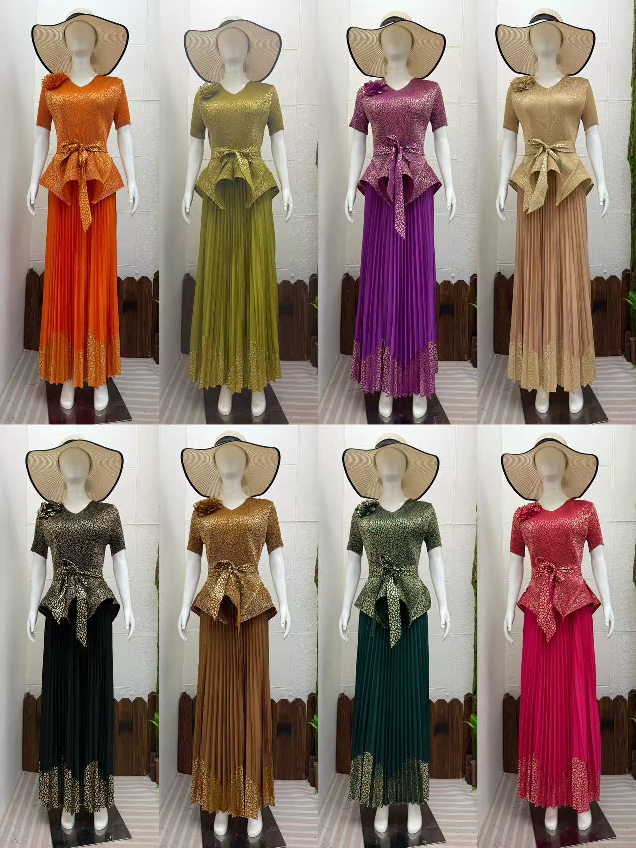 Gilded pleated irregular design with three-dimensional decorative plate flower top, Miyake pleated versatile half skirt, women's set skirt Gilded pleated irregular design with three-dimensional decorative plate flower top, Miyake pleated versatile half skirt, women's set skirt