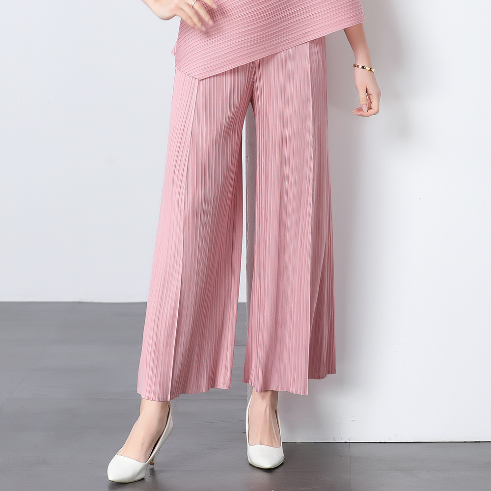 Miyake original quality loose pleated wide leg pants pleated pants versatile and simple casual women's pants slimming flared pants Miyake original quality loose pleated wide leg pants pleated pants versatile and simple casual women's pants slimming flared pants
