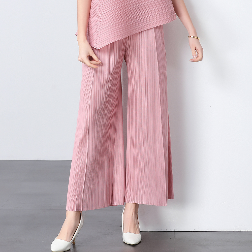 Miyake original quality loose pleated wide leg pants pleated pants versatile and simple casual women's pants slimming flared pants