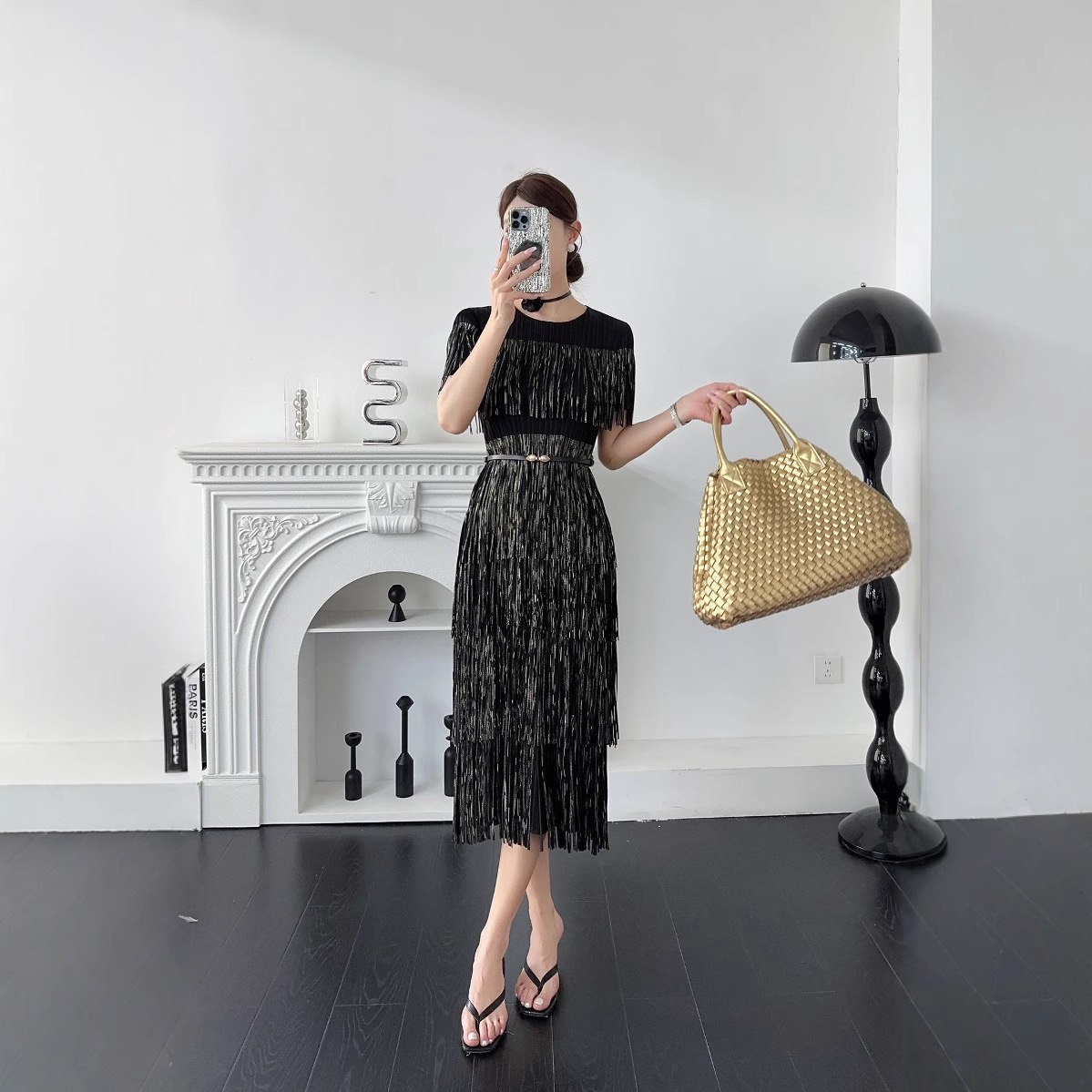 Miyake 2025 foreign trade hot stamping tassel cake skirt European and American short sleeved summer new elegant loose pleated dress Miyake 2025 foreign trade hot stamping tassel cake skirt European and American short sleeved summer new elegant loose pleated dress