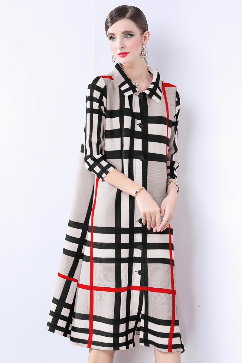 Miyake Spring and Autumn Korean version loose plus size medium long pleated shirt skirt, female design sense, niche casual shirt jacket Miyake Spring and Autumn Korean version loose plus size medium long pleated shirt skirt, female design sense, niche casual shirt jacket