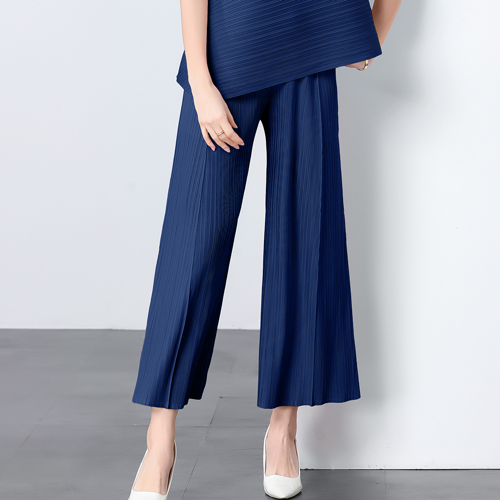 Miyake original quality loose pleated wide leg pants pleated pants versatile and simple casual women's pants slimming flared pants Miyake original quality loose pleated wide leg pants pleated pants versatile and simple casual women's pants slimming flared pants