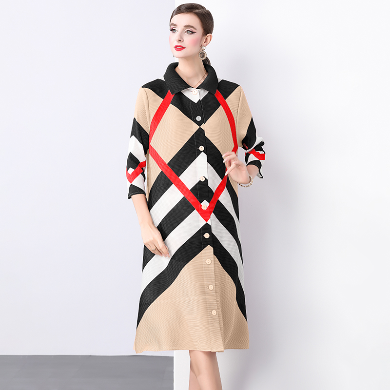 Miyake Spring and Autumn Korean version loose plus size medium long pleated shirt skirt, female design sense, niche casual shirt jacket Miyake Spring and Autumn Korean version loose plus size medium long pleated shirt skirt, female design sense, niche casual shirt jacket