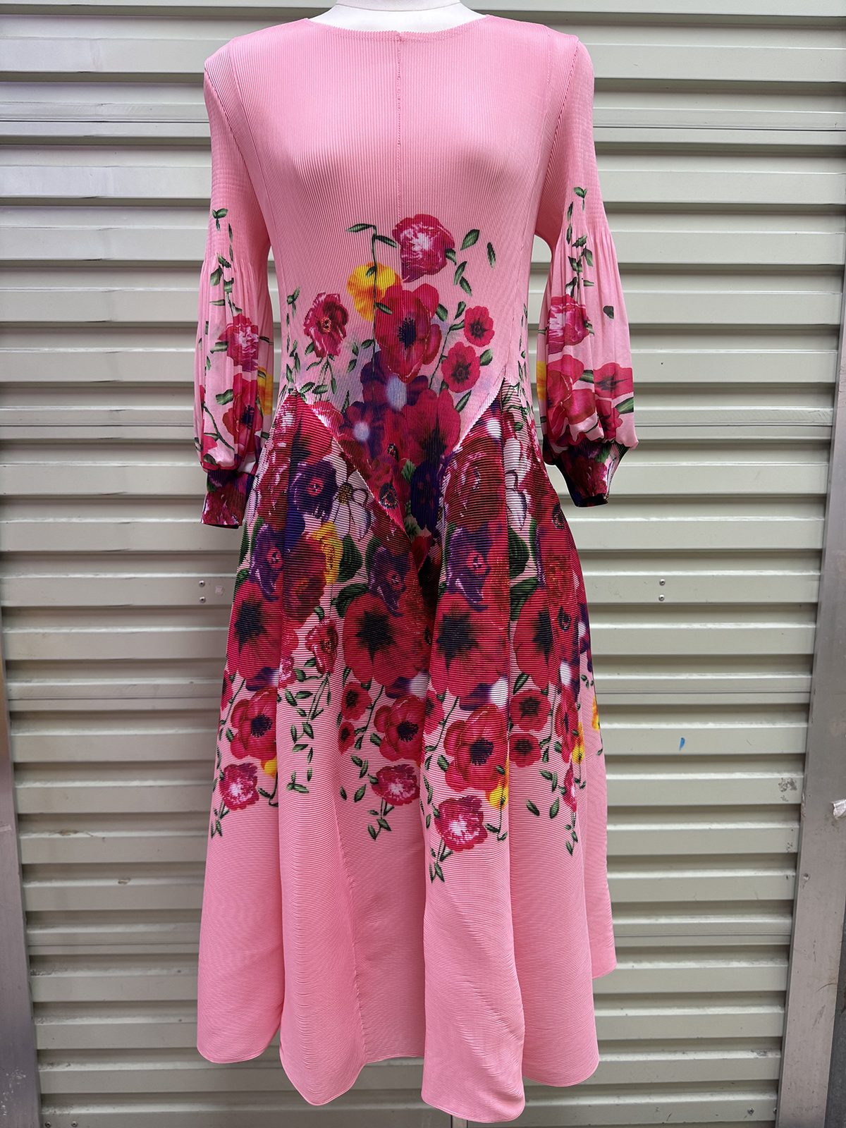 Wrinkled autumn gentle style French foreign trade printed long skirt, three bedroom flower bud eight piece skirt, elegant stretch plus size women's clothing Wrinkled autumn gentle style French foreign trade printed long skirt, three bedroom flower bud eight piece skirt, elegant stretch plus size women's clothing