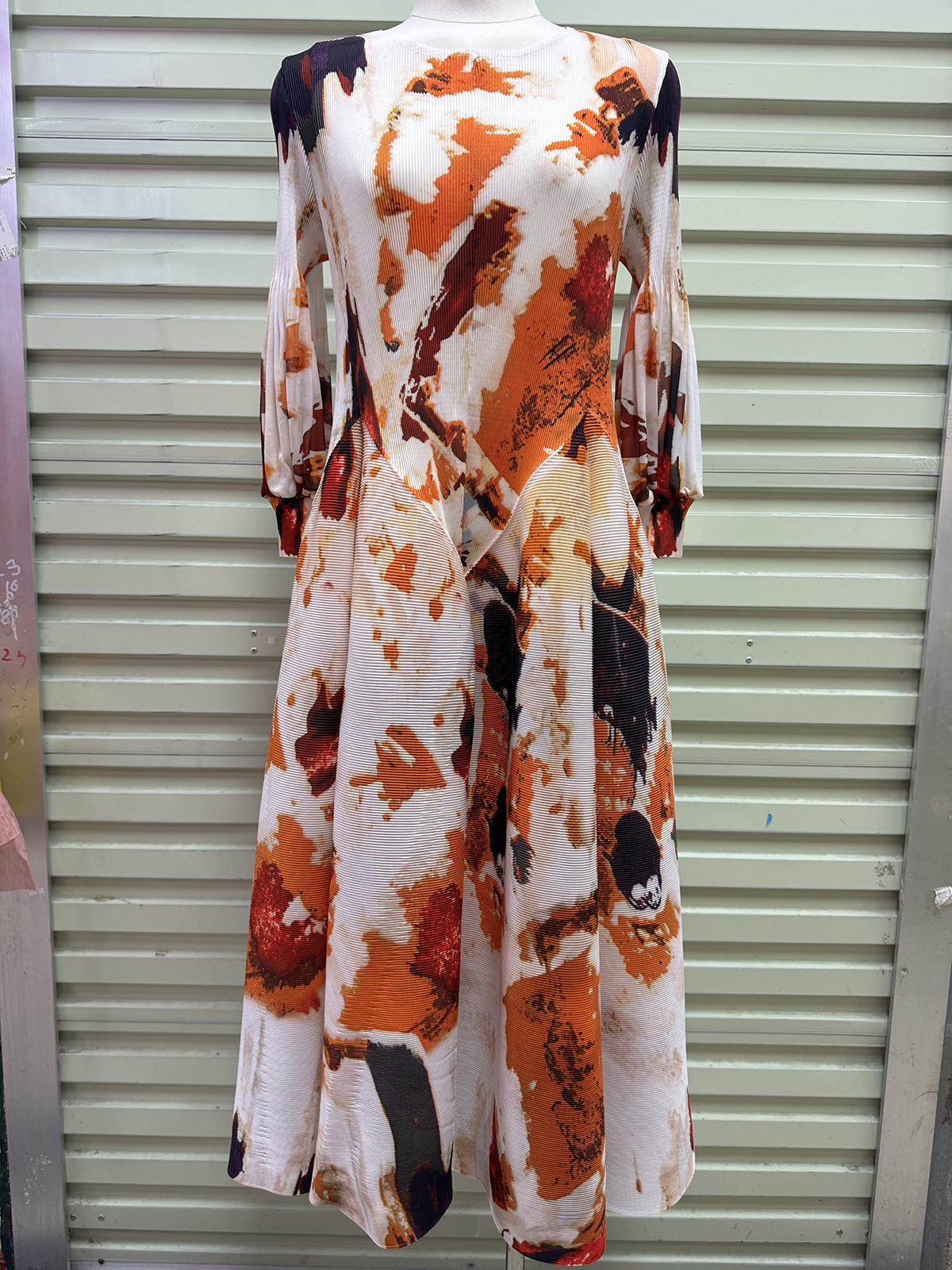 Wrinkled autumn gentle style French foreign trade printed long skirt, three bedroom flower bud eight piece skirt, elegant stretch plus size women's clothing Wrinkled autumn gentle style French foreign trade printed long skirt, three bedroom flower bud eight piece skirt, elegant stretch plus size women's clothing