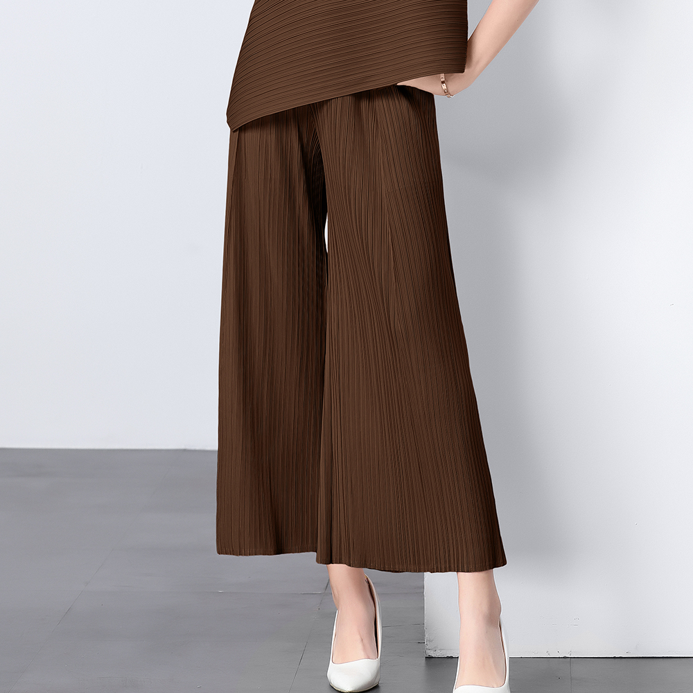 Miyake original quality loose pleated wide leg pants pleated pants versatile and simple casual women's pants slimming flared pants Miyake original quality loose pleated wide leg pants pleated pants versatile and simple casual women's pants slimming flared pants