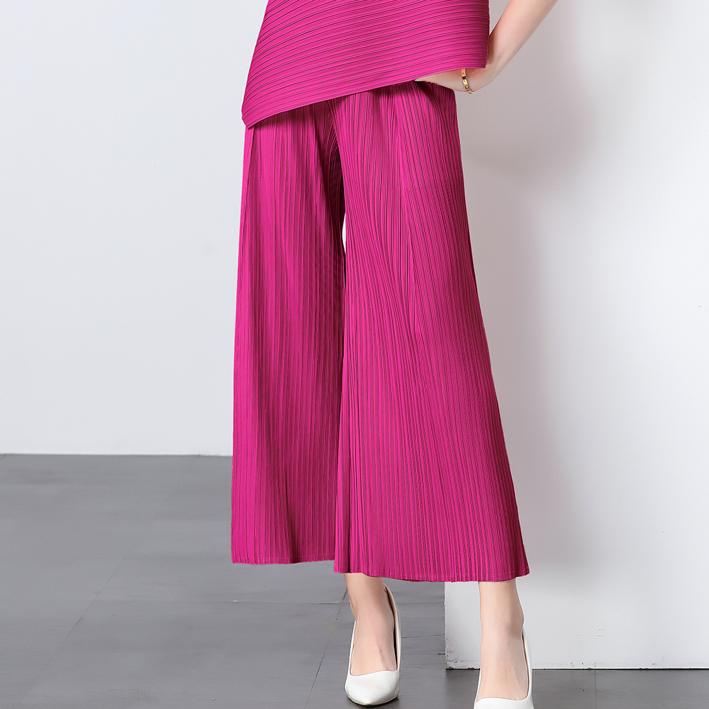 Miyake original quality loose pleated wide leg pants pleated pants versatile and simple casual women's pants slimming flared pants Miyake original quality loose pleated wide leg pants pleated pants versatile and simple casual women's pants slimming flared pants